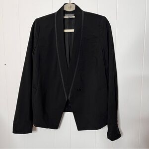 Vince Tuxedo Blazer Wool One Button Fitted Contract Trim Monochromatic size 10